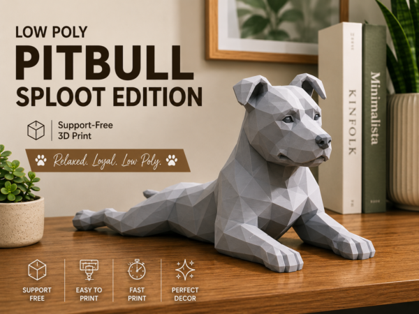 Low-Poly Pit Bull Terrier – Sploot Edition by FoxForge 3D