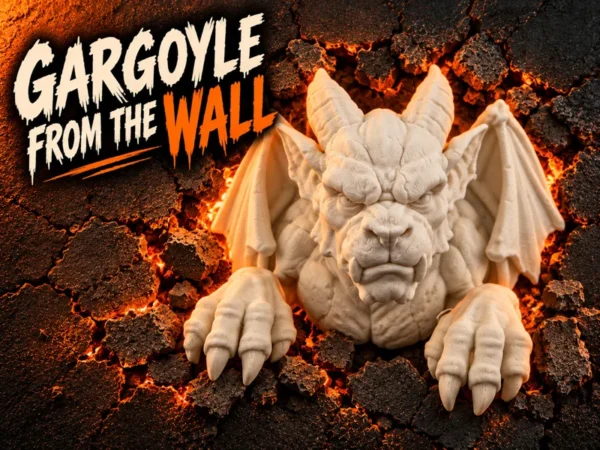 Gargoyle from the Wall with Wings and Horns by FoxForge 3D